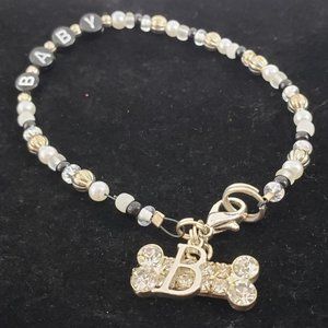 Personalized Dog Cat Collar Necklace Pearl, Silver & Black Beads